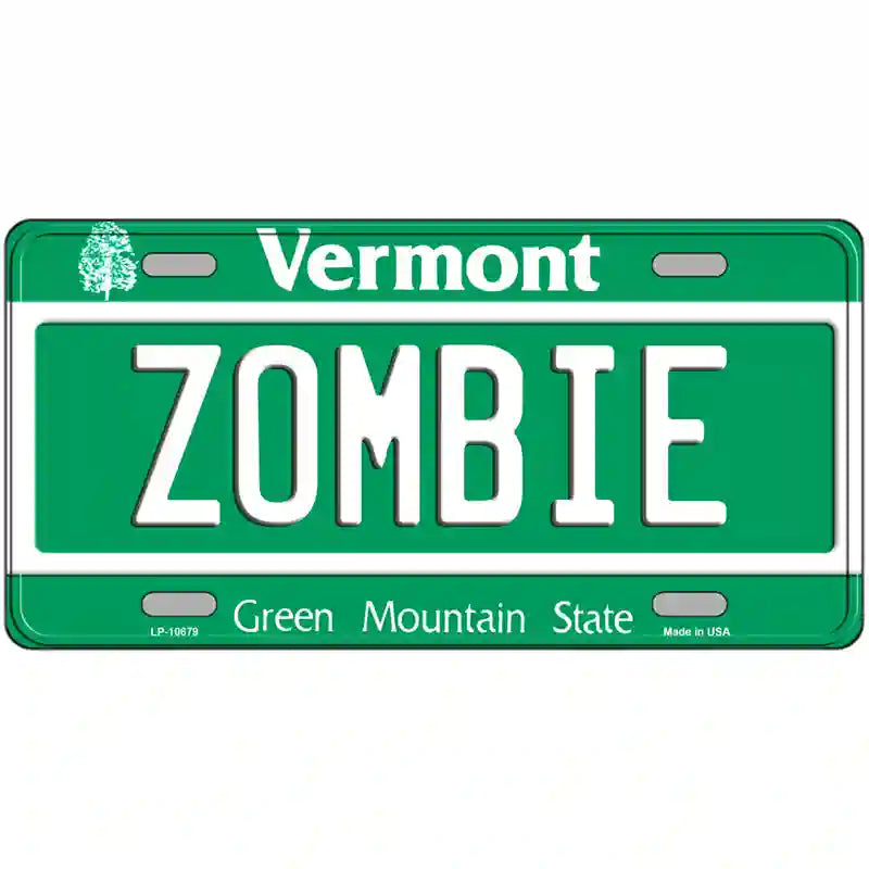 Zombie Vermont Metal Novelty License Plate 24" x 12" (LLP)