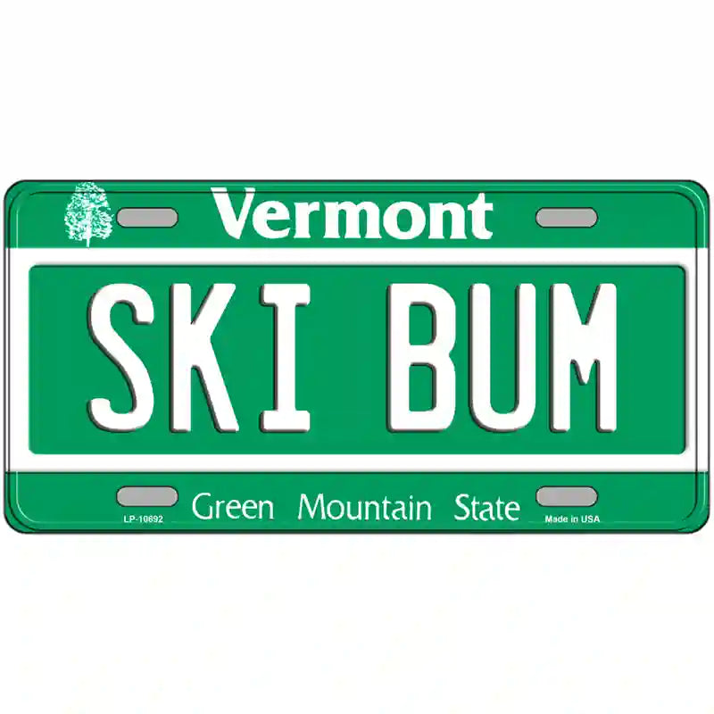 Ski Bum Vermont Metal Novelty License Plate 24" x 12" (LLP)