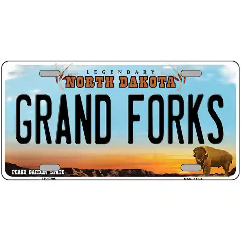 Grand Forks North Dakota Metal Novelty License Plate 24" x 12" (LLP)