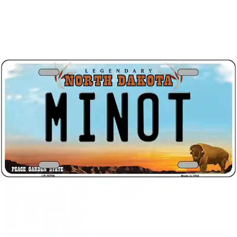 Minot North Dakota Metal Novelty License Plate 24" x 12" (LLP)