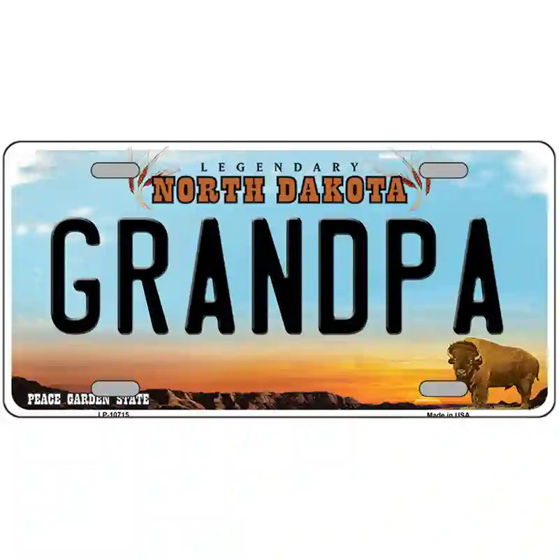 Grandpa North Dakota Metal Novelty License Plate 24" x 12" (LLP)