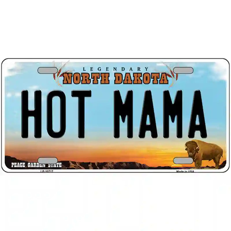 Hot Mama North Dakota Metal Novelty License Plate 24" x 12" (LLP)