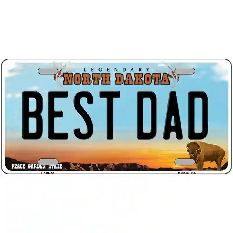 Best Dad North Dakota Metal Novelty License Plate 24" x 12" (LLP)