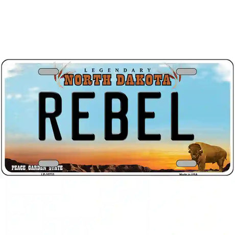 Rebel North Dakota Metal Novelty License Plate 24" x 12" (LLP)