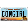 Cowgirl North Dakota Metal Novelty License Plate 24" x 12" (LLP)