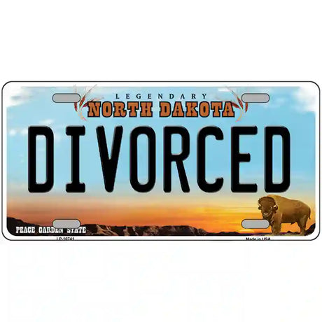 Divorced North Dakota Metal Novelty License Plate 24" x 12" (LLP)