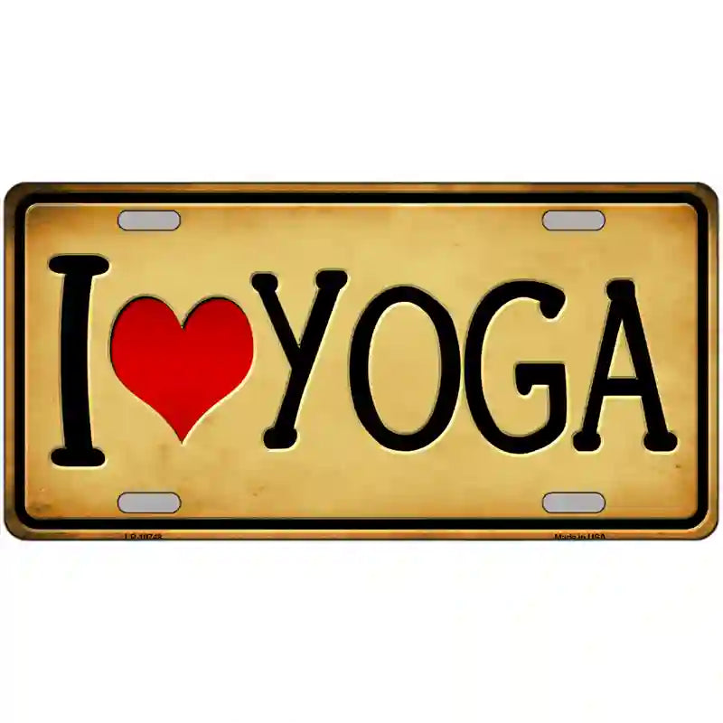 I Love Yoga Yellow Novelty Metal License Plate 24" x 12" (LLP)