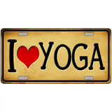 I Love Yoga Yellow Novelty Metal License Plate 24" x 12" (LLP)