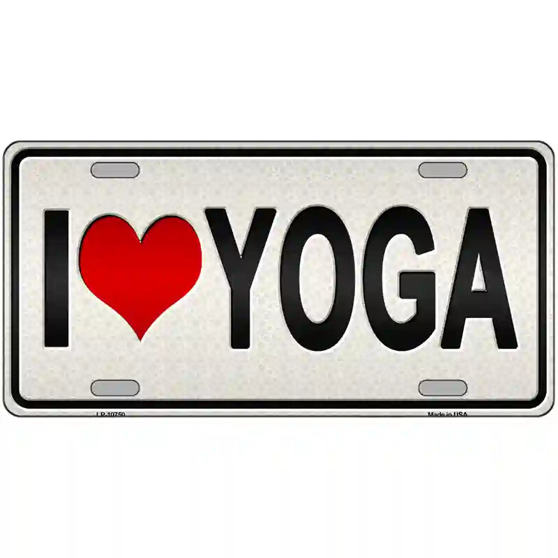 I Love Yoga Silver Novelty Metal License Plate 24" x 12" (LLP)