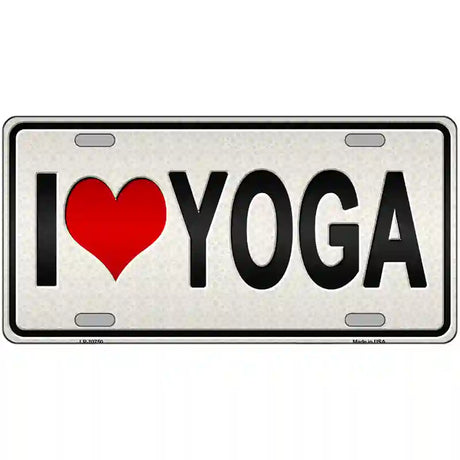 I Love Yoga Silver Novelty Metal License Plate 24" x 12" (LLP)