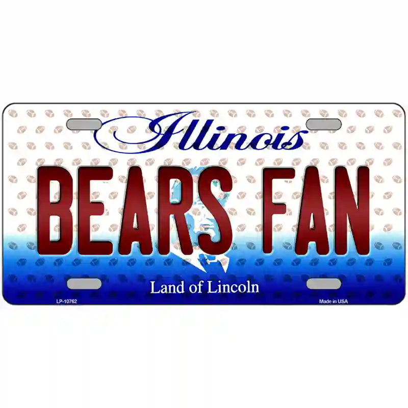 Bears Fan Illinois Novelty Metal License Plate 24" x 12" (LLP)