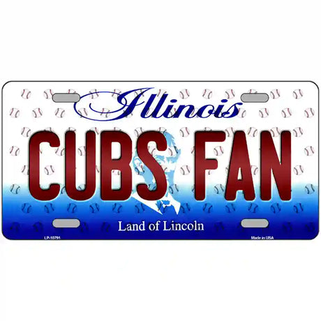 Cubs Fan Illinois Novelty Metal License Plate 24" x 12" (LLP)