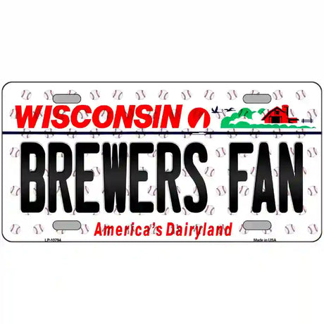 Brewers Fan Wisconsin Novelty Metal License Plate 24" x 12" (LLP)