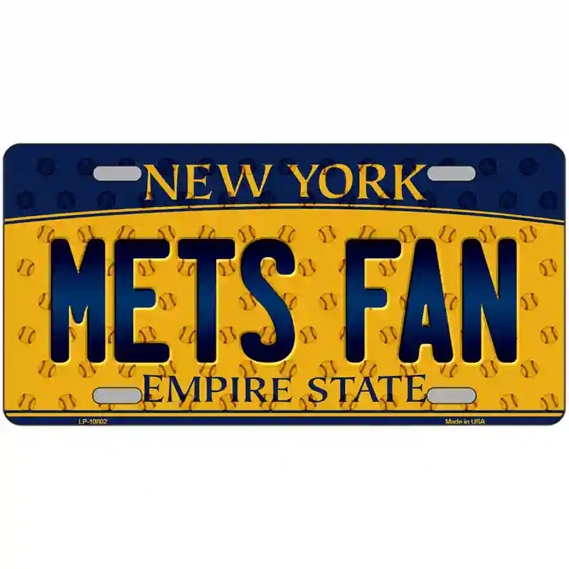 Mets Fan New York Novelty Metal License Plate 24" x 12" (LLP)