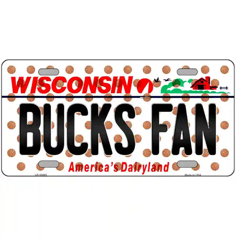 Bucks Fan Wisconsin Novelty Metal License Plate 24" x 12" (LLP)