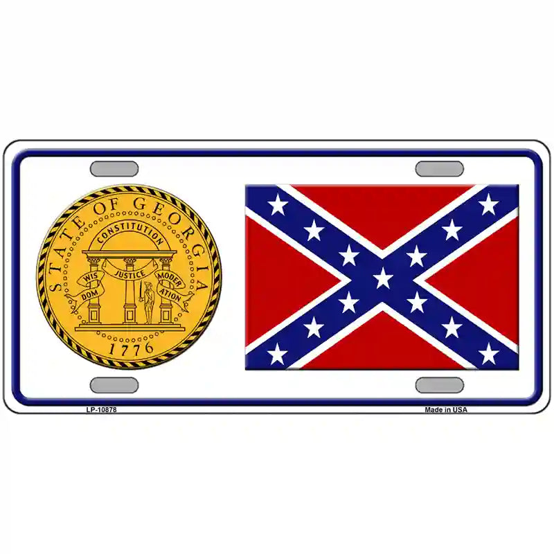 Confederate Flag Georgia Seal Novelty Metal License Plate 24" x 12" (LLP)