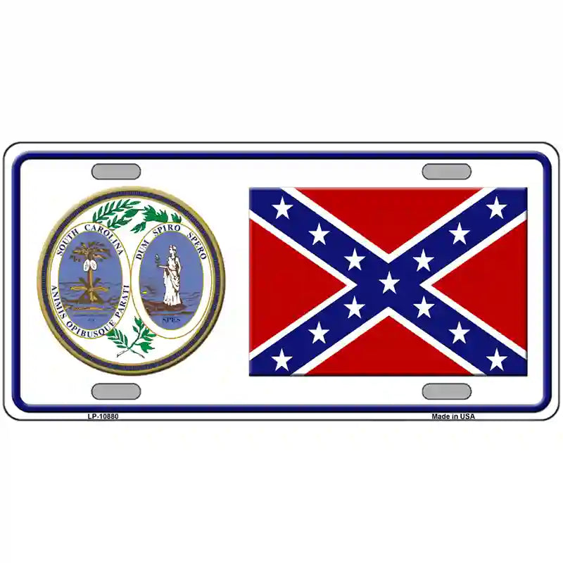 Confederate Flag South Carolina Seal Novelty Metal License Plate 24" x 12" (LLP)