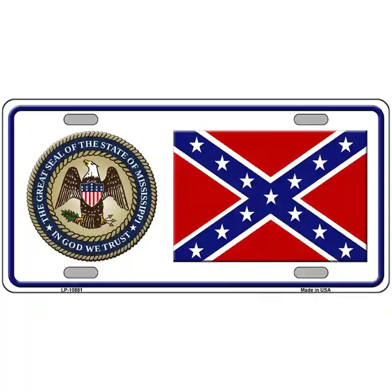 Confederate Flag Mississippi Seal Novelty Metal License Plate 24" x 12" (LLP)