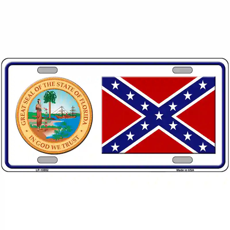 Confederate Flag Florida Seal Novelty Metal License Plate 24" x 12" (LLP)