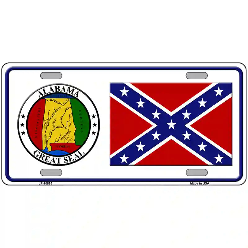 Confederate Flag Alabama Seal Novelty Metal License Plate 24" x 12" (LLP)