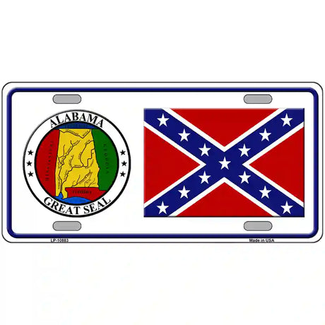 Confederate Flag Alabama Seal Novelty Metal License Plate 24" x 12" (LLP)