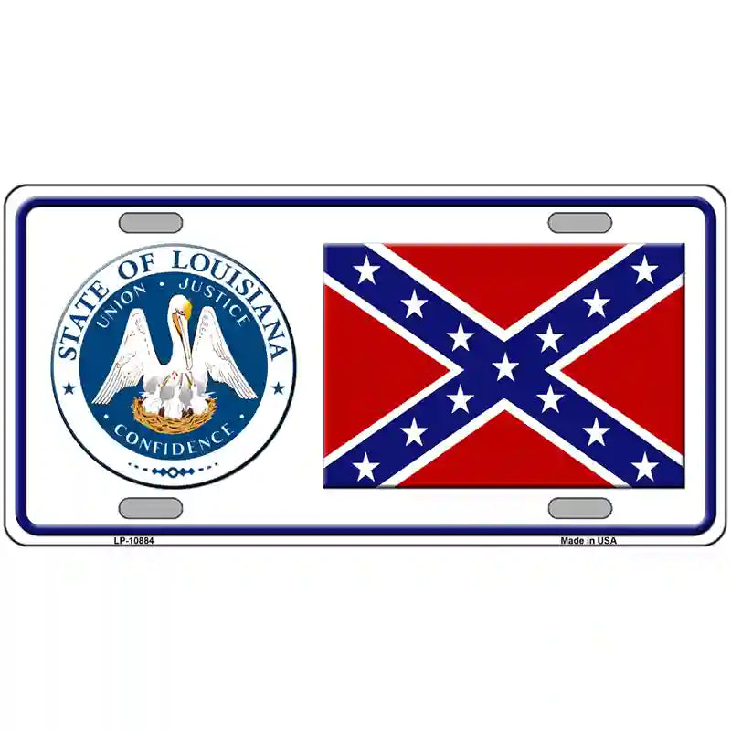 Confederate Flag Louisiana Seal Novelty Metal License Plate 24" x 12" (LLP)