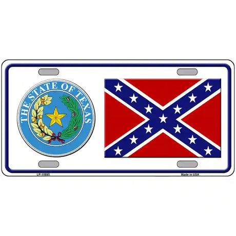 Confederate Flag Texas Seal Novelty Metal License Plate 24" x 12" (LLP)