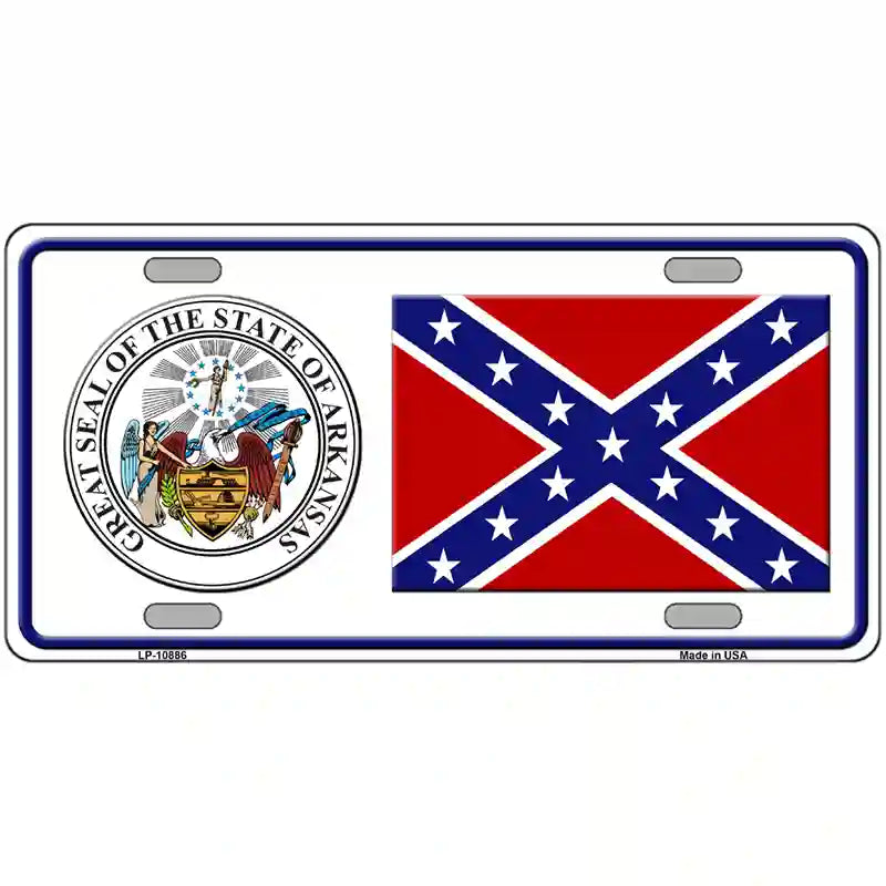 Confederate Flag Arkansas Seal Novelty Metal License Plate 24" x 12" (LLP)