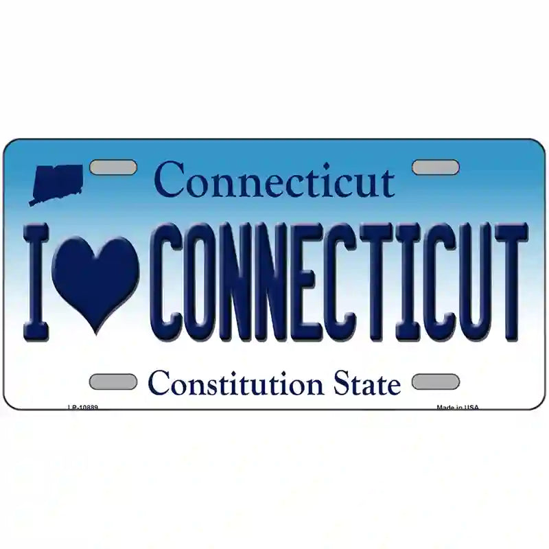 I Love Connecticut Metal Novelty License Plate 24" x 12" (LLP)