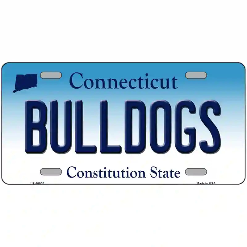 Bulldogs Connecticut Metal Novelty License Plate 24" x 12" (LLP)