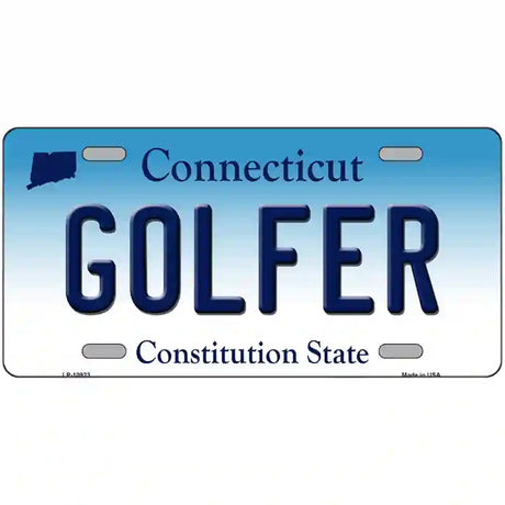 Golfer Connecticut Metal Novelty License Plate 24" x 12" (LLP)