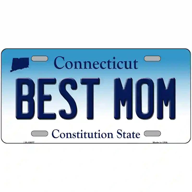 Best Mom Connecticut Metal Novelty License Plate 24" x 12" (LLP)