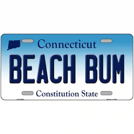 Beach Bum Connecticut Metal Novelty License Plate 24" x 12" (LLP)