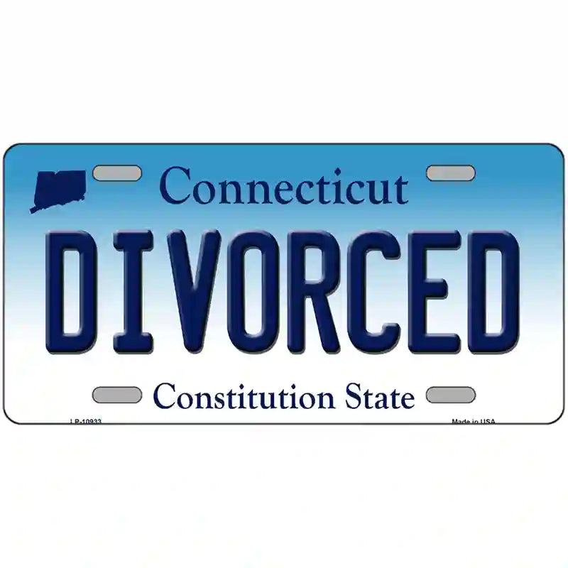 Divorced Connecticut Metal Novelty License Plate 24" x 12" (LLP)