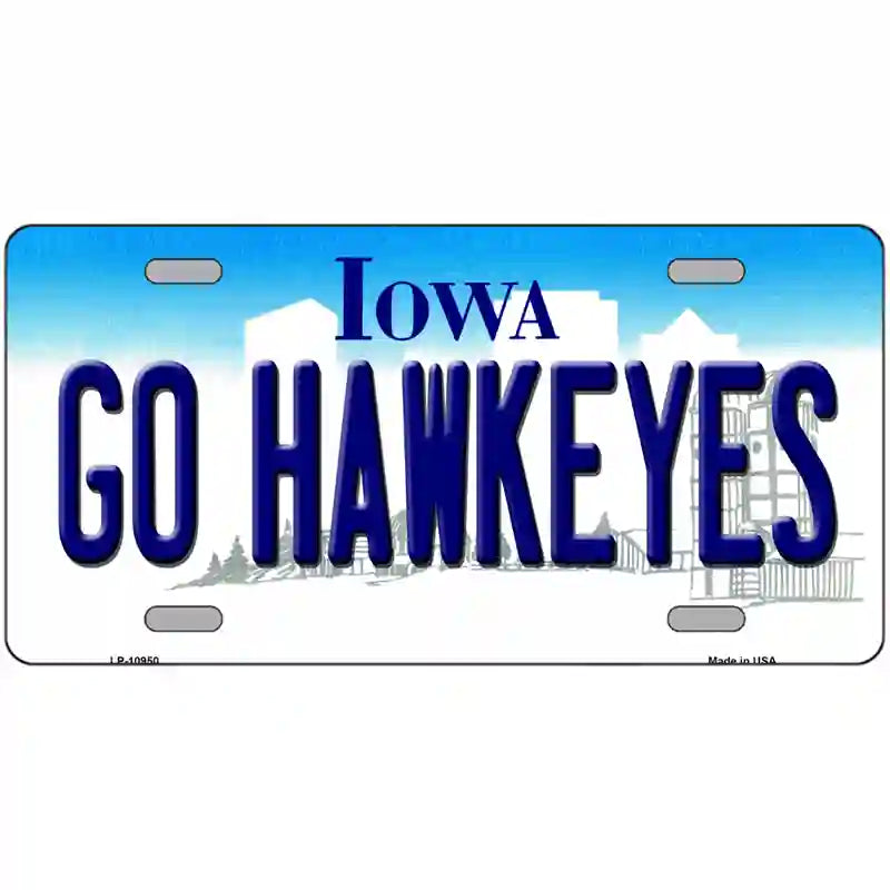 Go Hawkeyes Iowa Metal Novelty License Plate 24" x 12" (LLP)