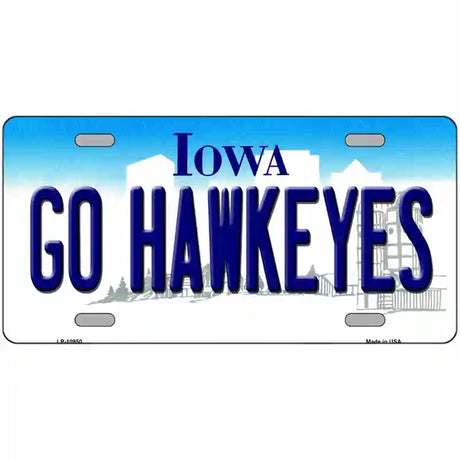 Go Hawkeyes Iowa Metal Novelty License Plate 24" x 12" (LLP)