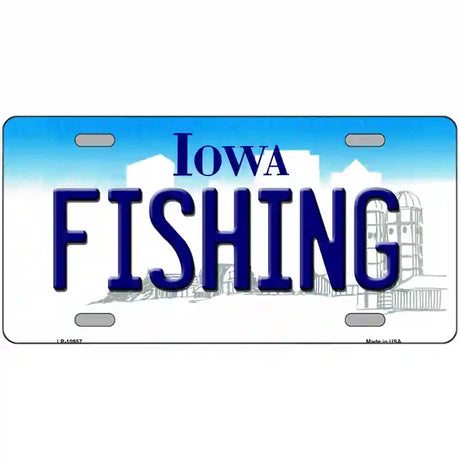 Fishing Iowa Metal Novelty License Plate 24" x 12" (LLP)