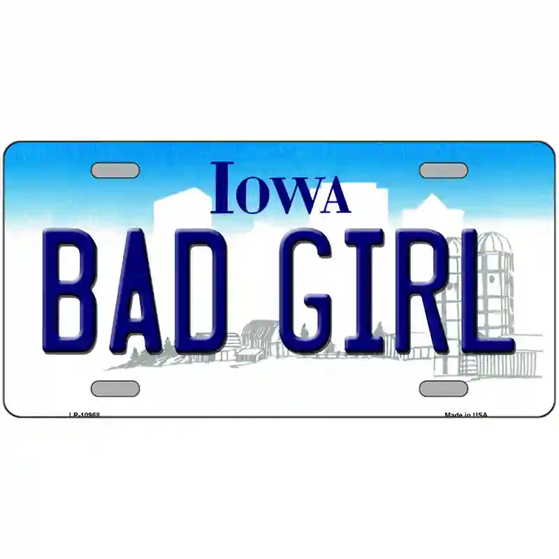 Bad Girl Iowa Metal Novelty License Plate 24" x 12" (LLP)