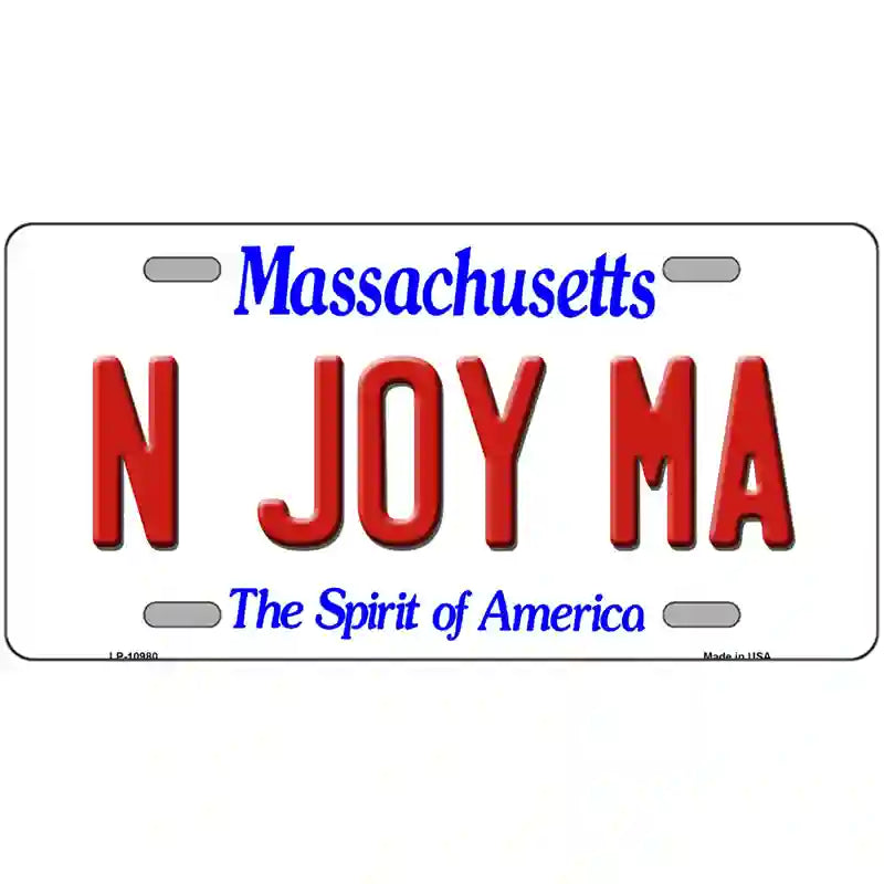 N Joy MA Massachusetts Metal Novelty License Plate 24" x 12" (LLP)