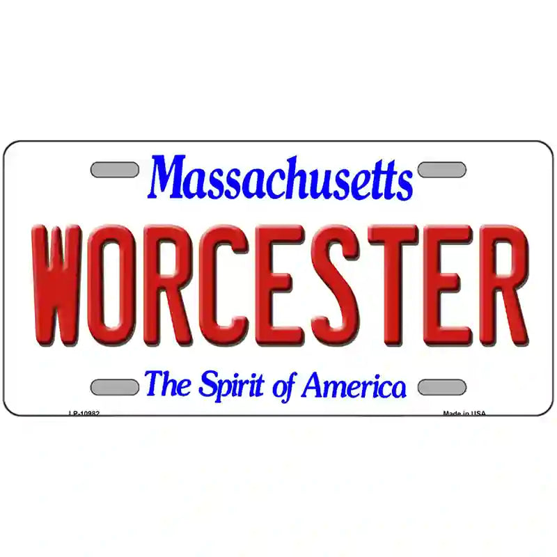 Worcester Massachusetts Metal Novelty License Plate 24" x 12" (LLP)