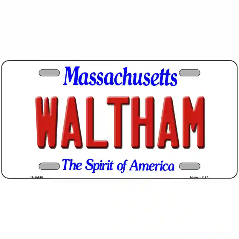 Waltham Massachusetts Metal Novelty License Plate 24" x 12" (LLP)