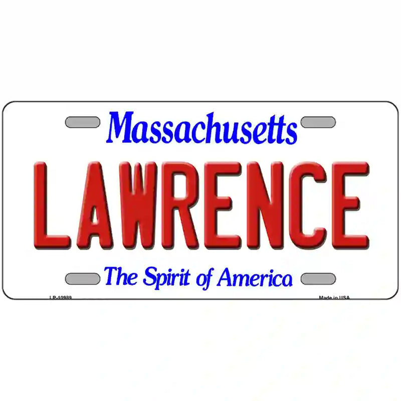 Lawrence Massachusetts Metal Novelty License Plate 24" x 12" (LLP)