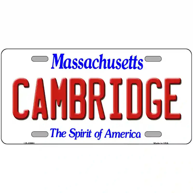 Cambridge Massachusetts Metal Novelty License Plate 24" x 12" (LLP)