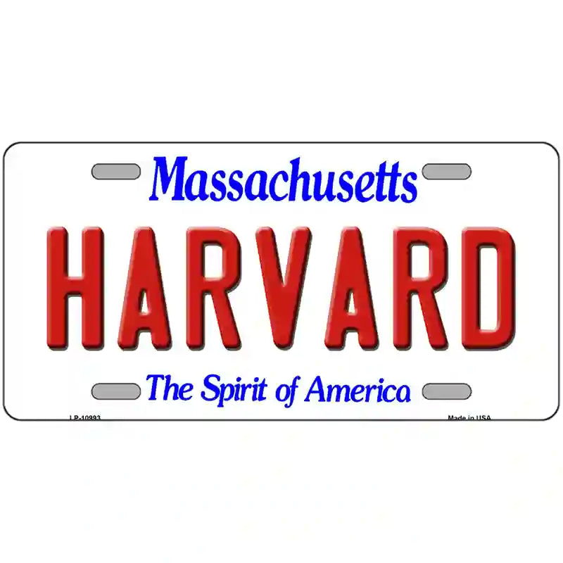 Harvard Massachusetts Metal Novelty License Plate 24" x 12" (LLP)