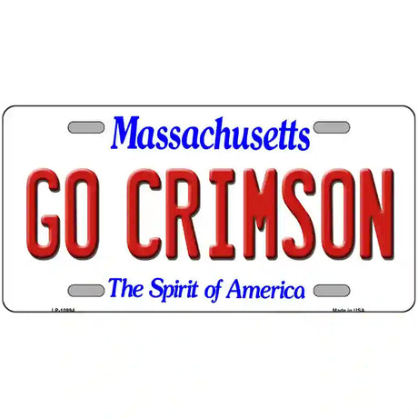 Go Crimson Massachusetts Metal Novelty License Plate 24" x 12" (LLP)