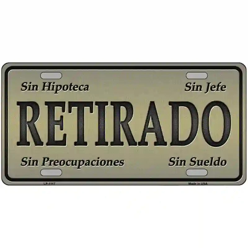 Retirado Novelty Metal License Plate 24" x 12" (LLP)