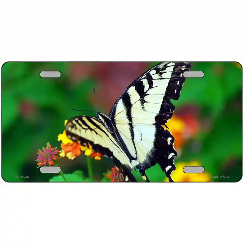 Butterfly Black and White Novelty Metal License Plate 24" x 12" (LLP)