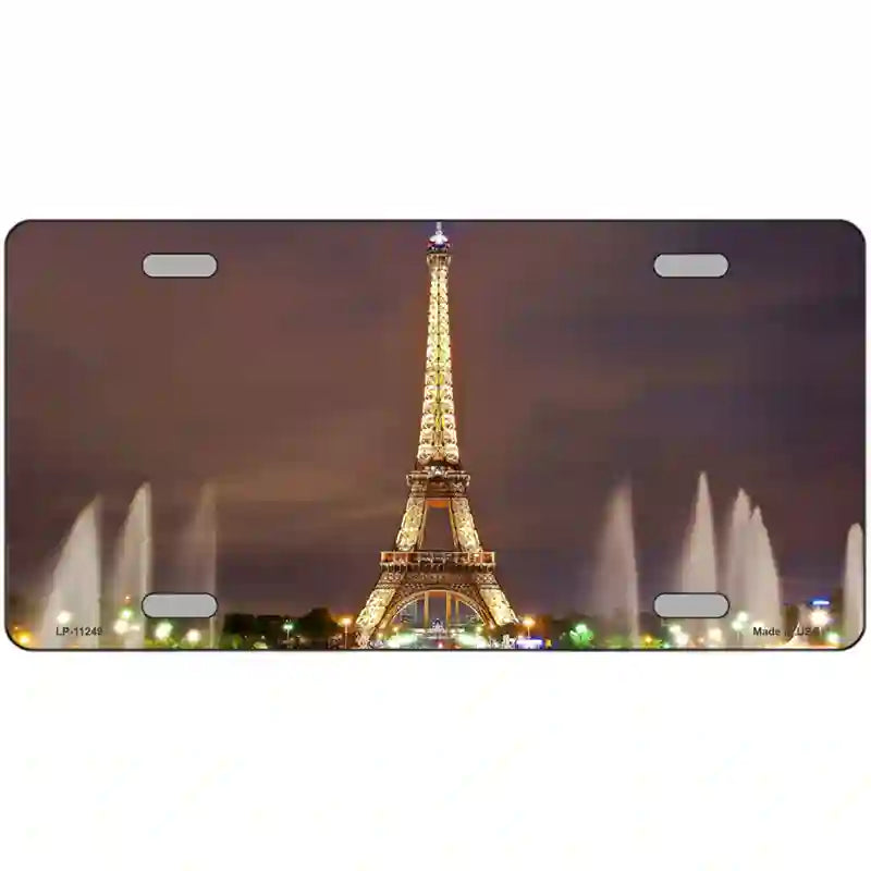 Eiffel Tower Night With Fountain Novelty Metal License Plate 24" x 12" (LLP)