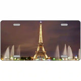 Eiffel Tower Night With Fountain Novelty Metal License Plate 24" x 12" (LLP)