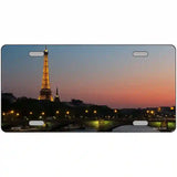 Eiffel Tower Night With River and Bridge Novelty Metal License Plate 24" x 12" (LLP)